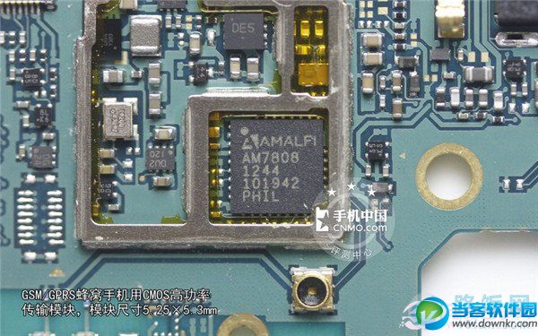 AMALFI AM7808:GSM/GPRS蜂窝手机用CMOS高功率传输模块，模块尺寸5.25×5.3mm。