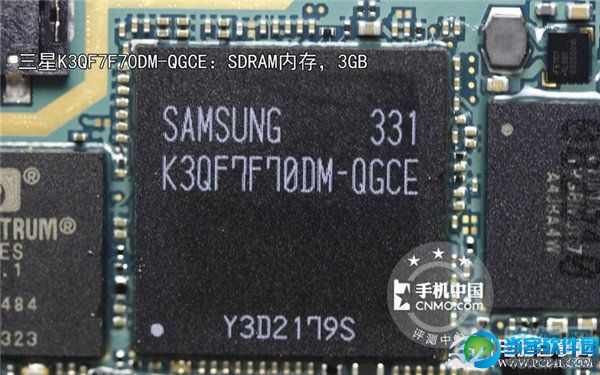 三星K3QF7F70DM-QGCE：SDRAM内存，3GB。